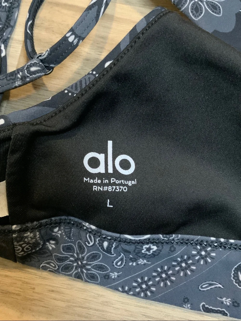 ALO Yoga Black Paisley Bralette